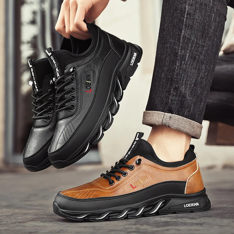 Men's Casual Fashion Orthopedic Hiking Shoes – Anti-Puncture, Anti-Collision, Non-Slip Arch Support Leather Outdoor Sports Shoes for All-Terrain Performance