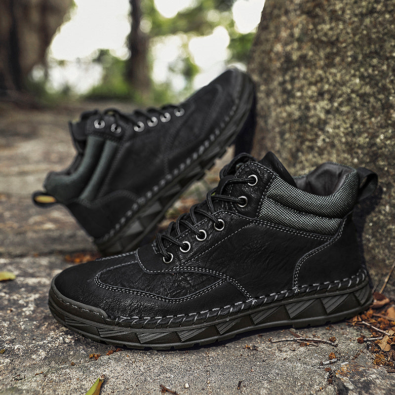 Herren Handgefertigte Lederstiefel Motorradstiefel