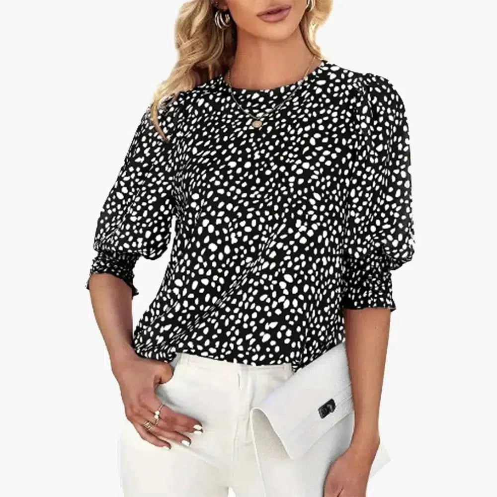 Pink Print Round Neck Top