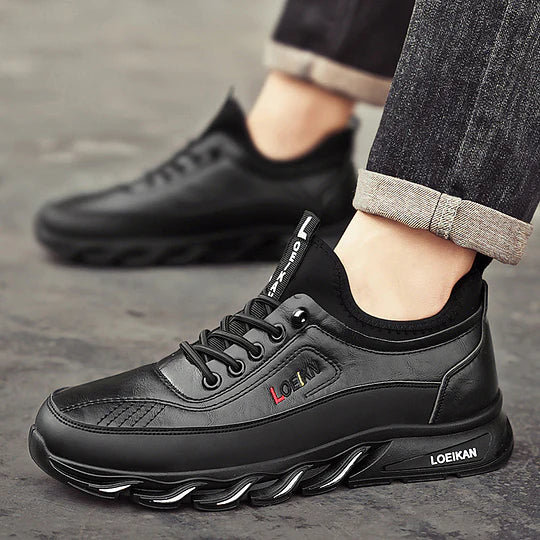 Men's Casual Fashion Orthopedic Hiking Shoes – Anti-Puncture, Anti-Collision, Non-Slip Arch Support Leather Outdoor Sports Shoes for All-Terrain Performance